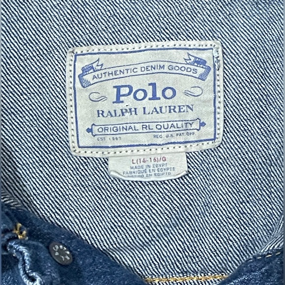 Polo Ralph Lauren Denim Jacket With American Flag Arm Patch Size Large - Picture 5 of 5